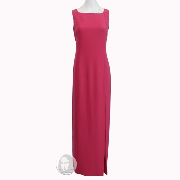Louis Feraud Silk Dress Evening Gown Draped Back Long Formal Rare Sz 10 Vintage - Picture 1 of 10